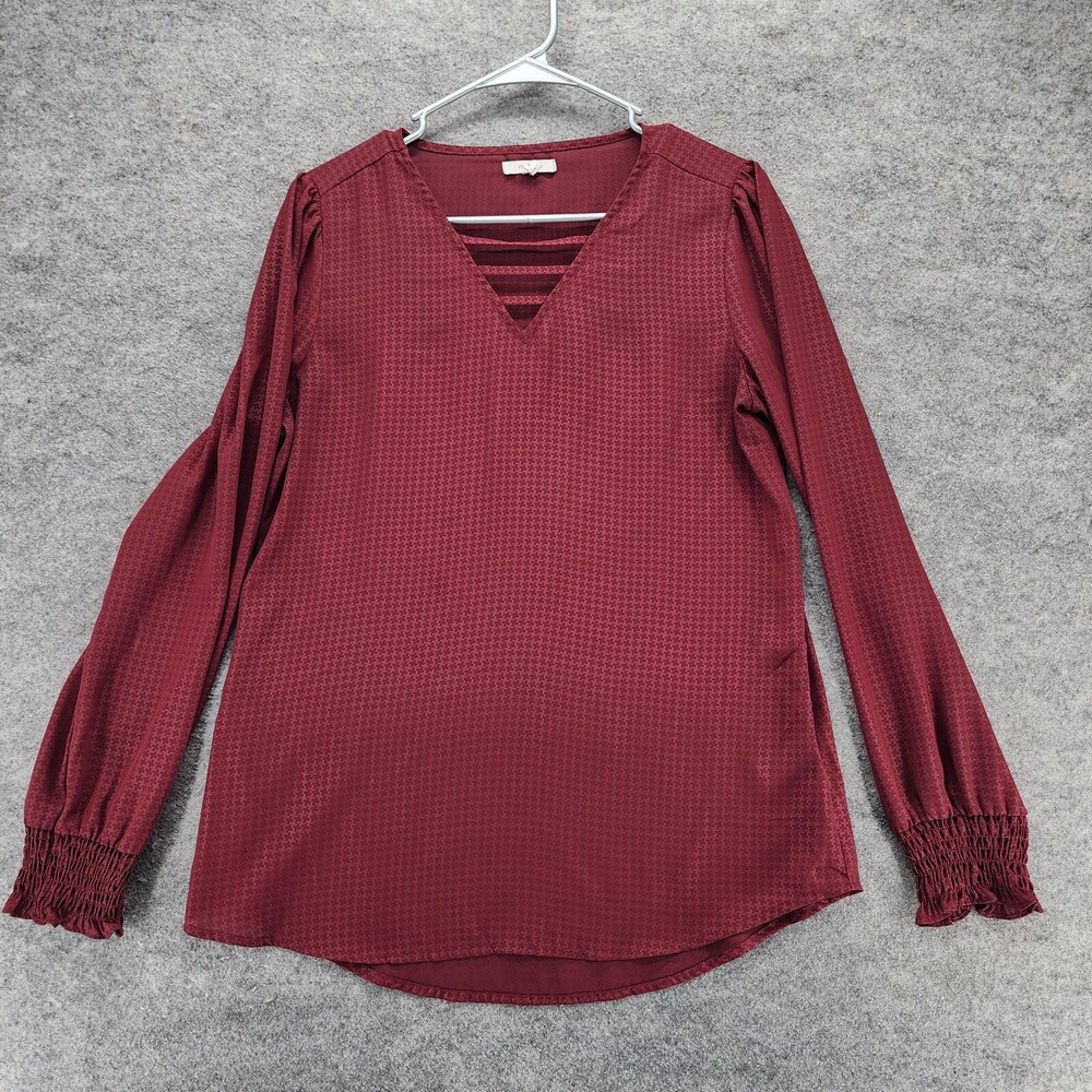 Maurices Shirt Womens Small Red Long Sleeve V Neck